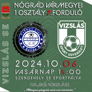 Read more about the article 🆚 NVM1.o 7f.  Szendehely SE – Vizslás SE